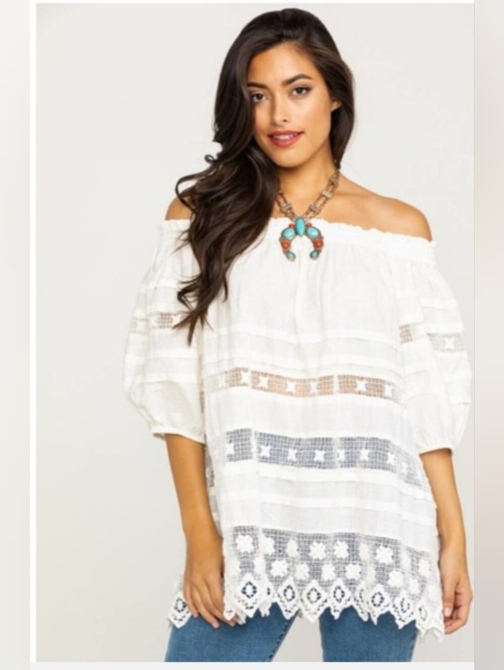 Free People Sounds Of Summer White Embroidered Lace Tunic Mini Dress Size XS